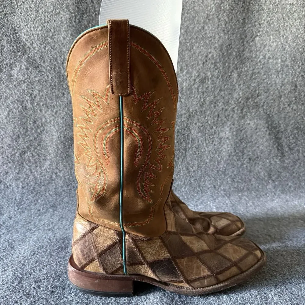 Horse Power by Anderson Bean Crazy Train Patchwork Western Boots Men’s 11 Brown